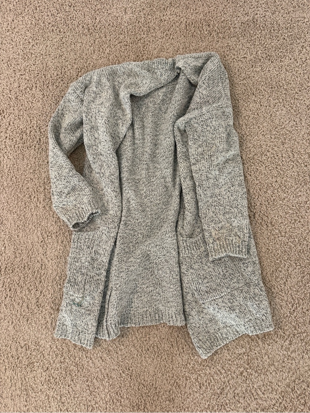 Cozy Open-Front Gray Knit Cardigan Sweater for Women